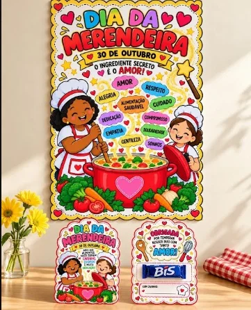Kit Dia da Merendeira: Painel e Cartão Lembrancinha — amostra 4: 🎀 ONDE UTILIZAR?