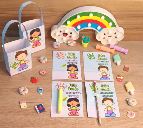 Kit Dia da Secretária e do Secretário Escolar – Painel e Lembrancinhas — amostra 2: Kit para o Dia do Secretário(a) Escolar…