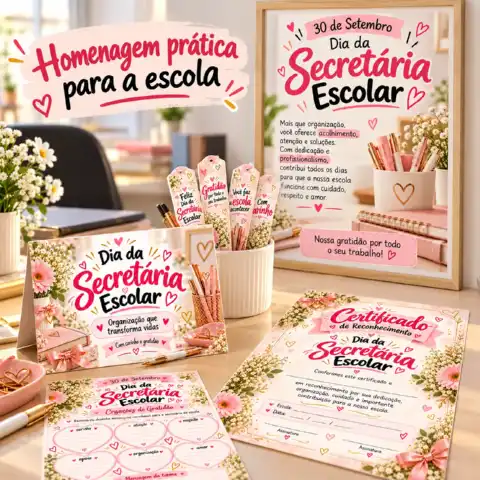 Kit Dia da Secretária Escolar – Homenagem para Imprimir — amostra 2: Uma homenagem delicada e especial para valorizar quem…