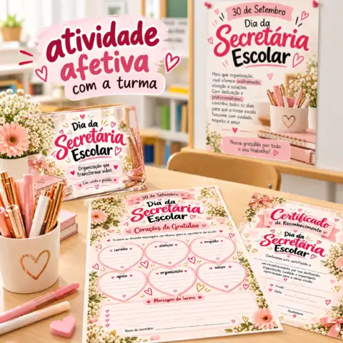 Kit Dia da Secretária Escolar – Homenagem para Imprimir — amostra 3: Uma homenagem delicada e especial para valorizar quem…