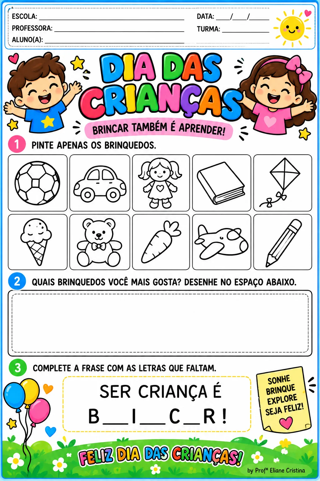 KIT DIA DAS CRIANÇAS 12 DE OUTUBRO 🎉 Um kit completo, lúdico e educativo 💙 PLR — amostra 2: “Brincar também é aprender!”