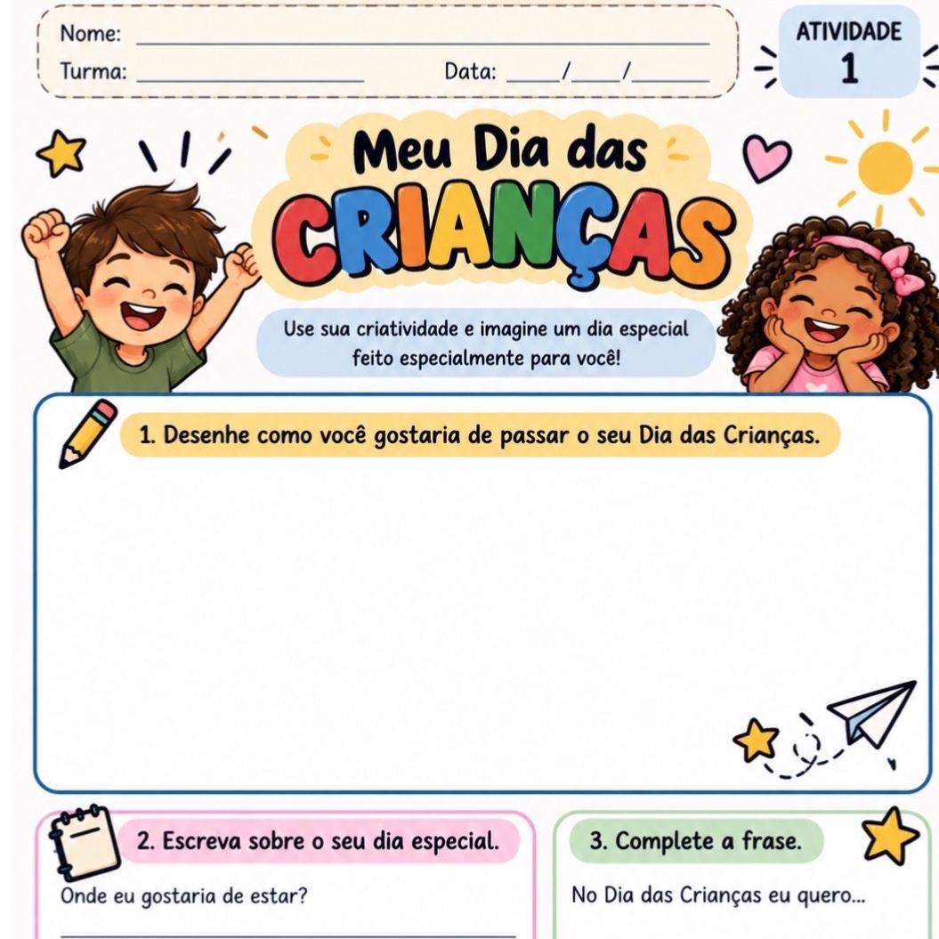 Kit Dia das Crianças – 7 Atividades Lúdicas + Certificado — amostra 1: Kit Dia das Crianças com 7 atividades lúdicas +…
