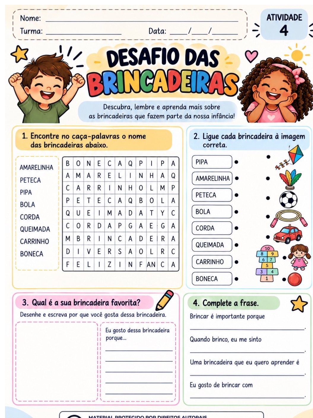 Kit Dia das Crianças – 7 Atividades Lúdicas + Certificado — amostra 4: Kit Dia das Crianças com 7 atividades lúdicas +…