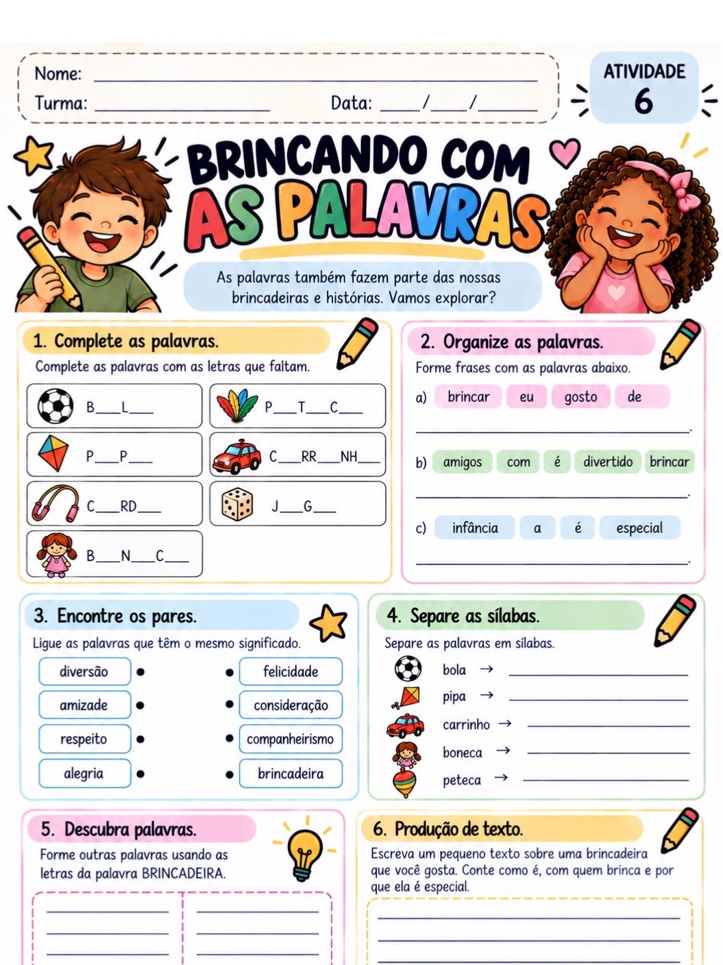 Kit Dia das Crianças – 7 Atividades Lúdicas + Certificado — amostra 6: Kit Dia das Crianças com 7 atividades lúdicas +…