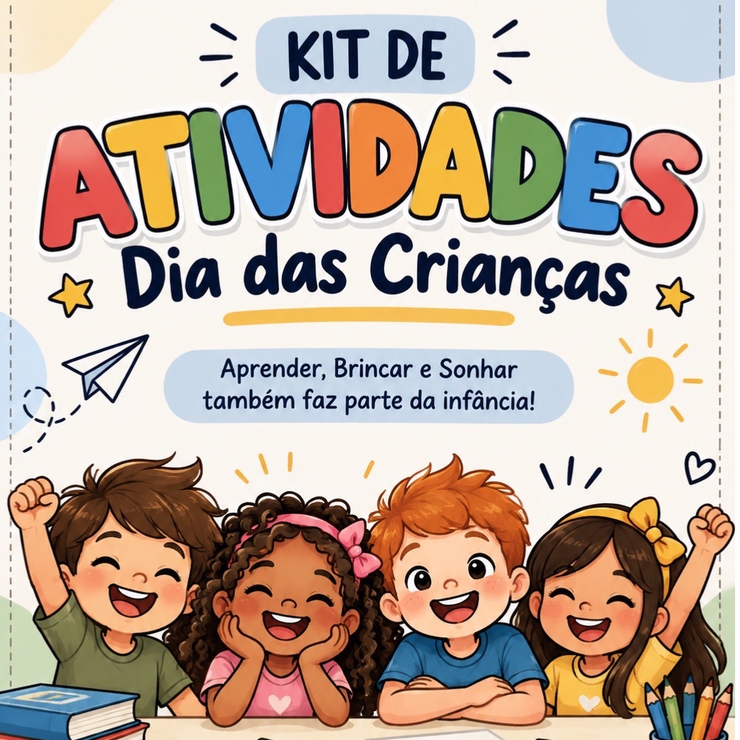 Kit Dia das Crianças – 7 Atividades Lúdicas + Certificado — Alfabetização para 1º ano: Kit Dia das Crianças com 7…