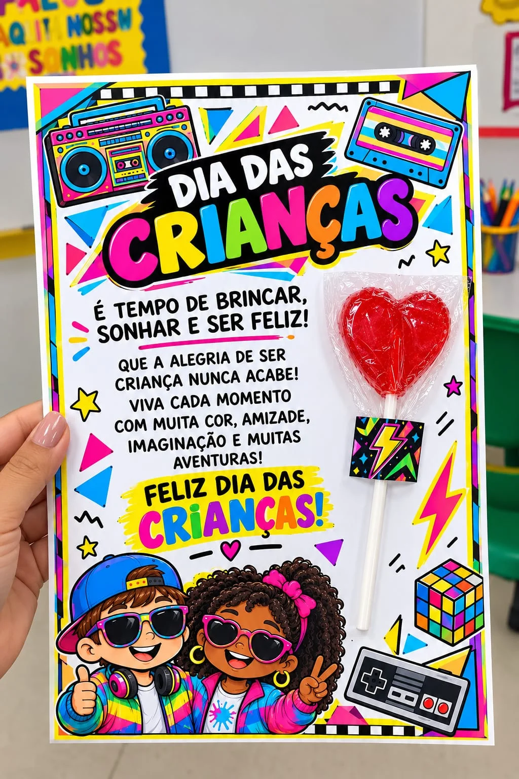 Kit Dia das Crianças Anos 80 – Painel e Lembrancinha — amostra 2: Kit Dia das Crianças – Festa Anos 80 Kit Dia das Crianças Anos 80 – Painel e Lembrancinha — amostra 2: Kit Dia das Crianças – Festa Anos 80