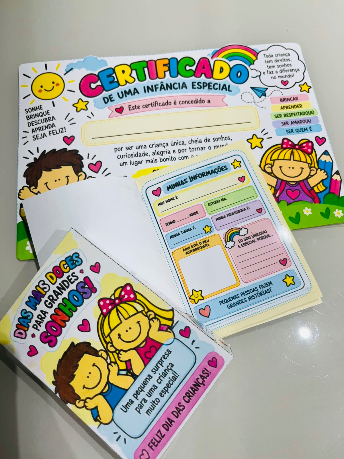 Kit Dia das Crianças – Certificado e Lembrancinha — amostra 2: Kit digital afetivo para o Dia das Crianças com certificado…