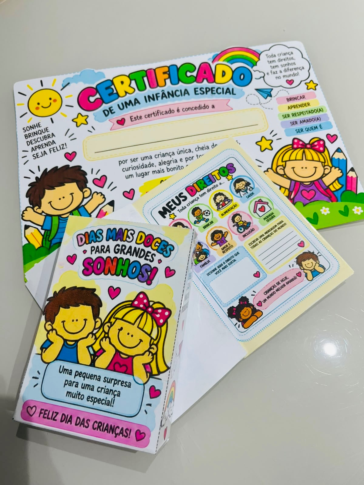 Kit Dia das Crianças – Certificado e Lembrancinha — amostra 3: Kit digital afetivo para o Dia das Crianças com certificado…