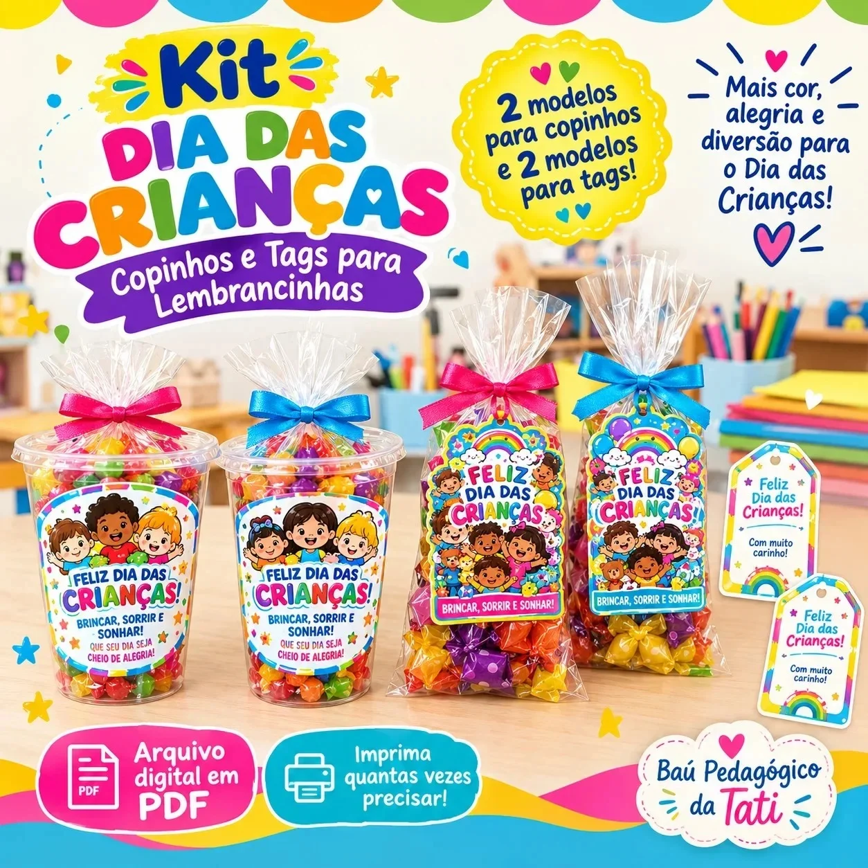 Kit Dia das Crianças: Copinhos e Tags para Lembrancinhas — capa do material