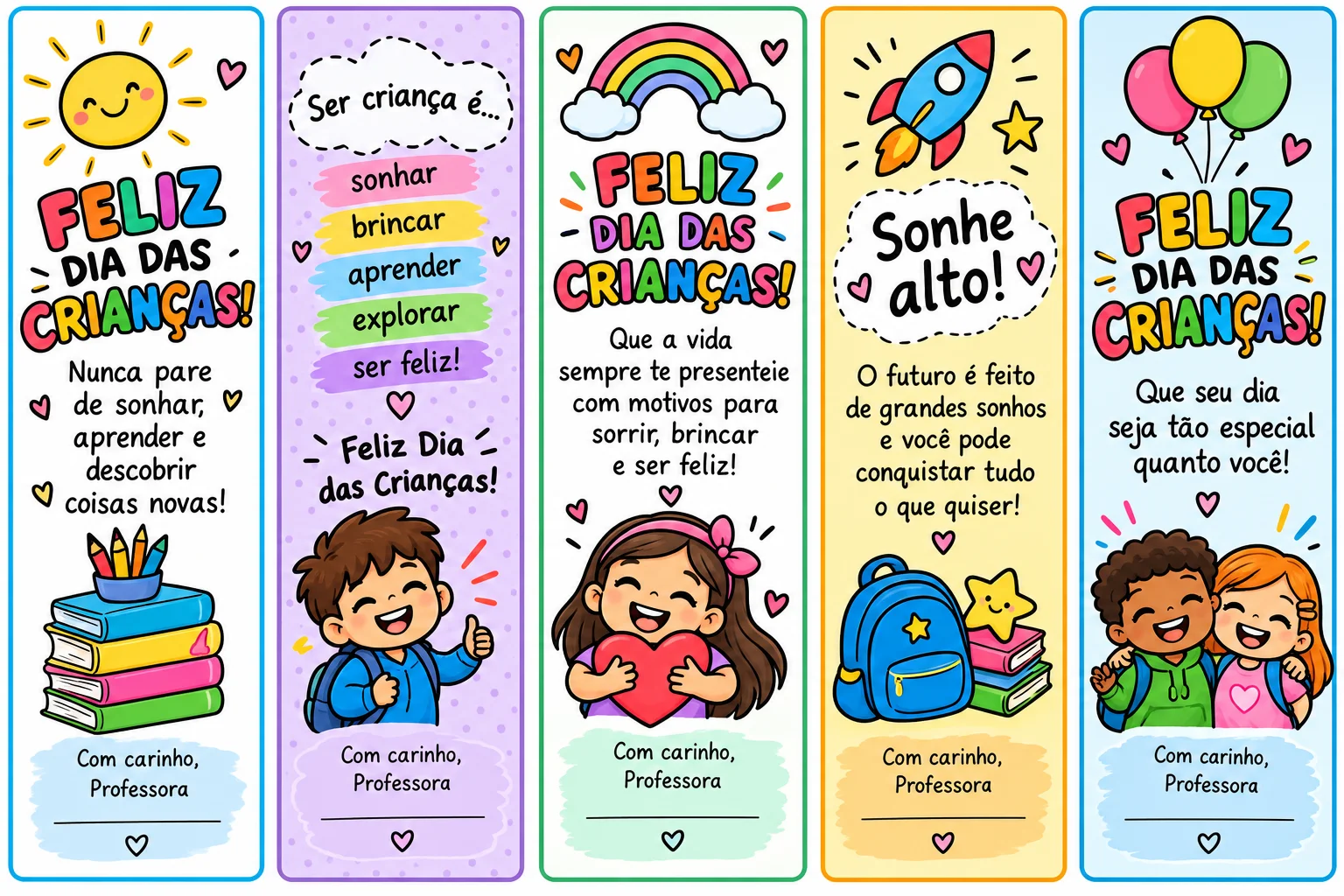 Kit Dia das Crianças – Lembrancinhas e Painel — amostra 1: Kit Dia das Crianças com cartões, tags, marca páginas e painel…