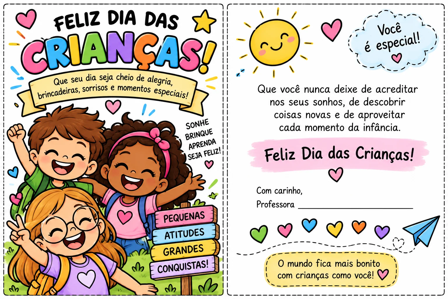 Kit Dia das Crianças – Lembrancinhas e Painel — amostra 3: Kit Dia das Crianças com cartões, tags, marca páginas e painel…