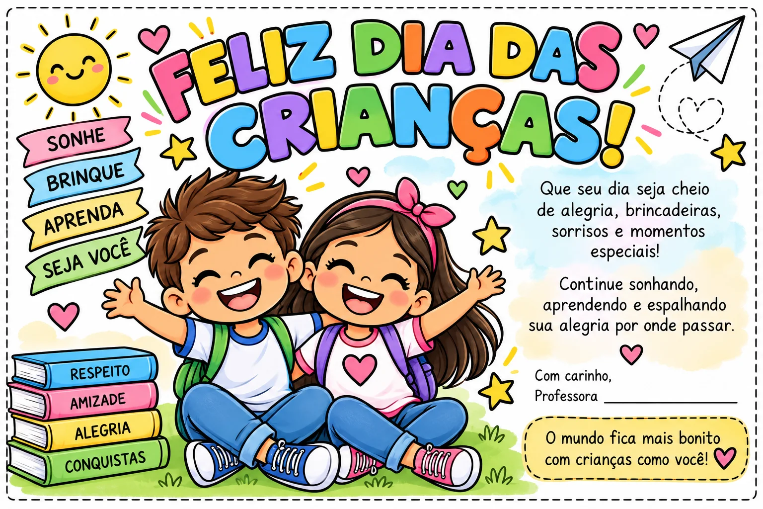 Kit Dia das Crianças – Lembrancinhas e Painel — amostra 4: Kit Dia das Crianças com cartões, tags, marca páginas e painel…