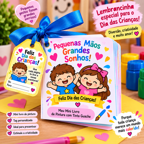Kit Dia das Crianças — Mini Livro de Pintura + Tags para Livros — capa do material