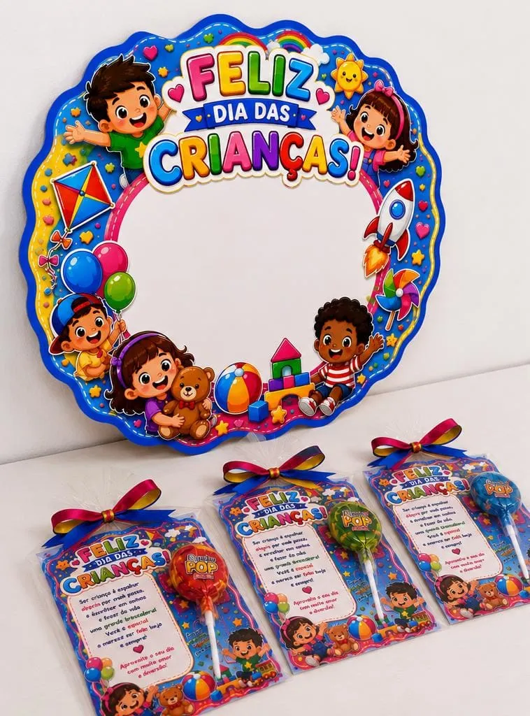 Kit Dia das Crianças – Moldura e Lembrancinha — amostra 3: Kit Dia das Crianças com moldura para fotos e lembrancinha…