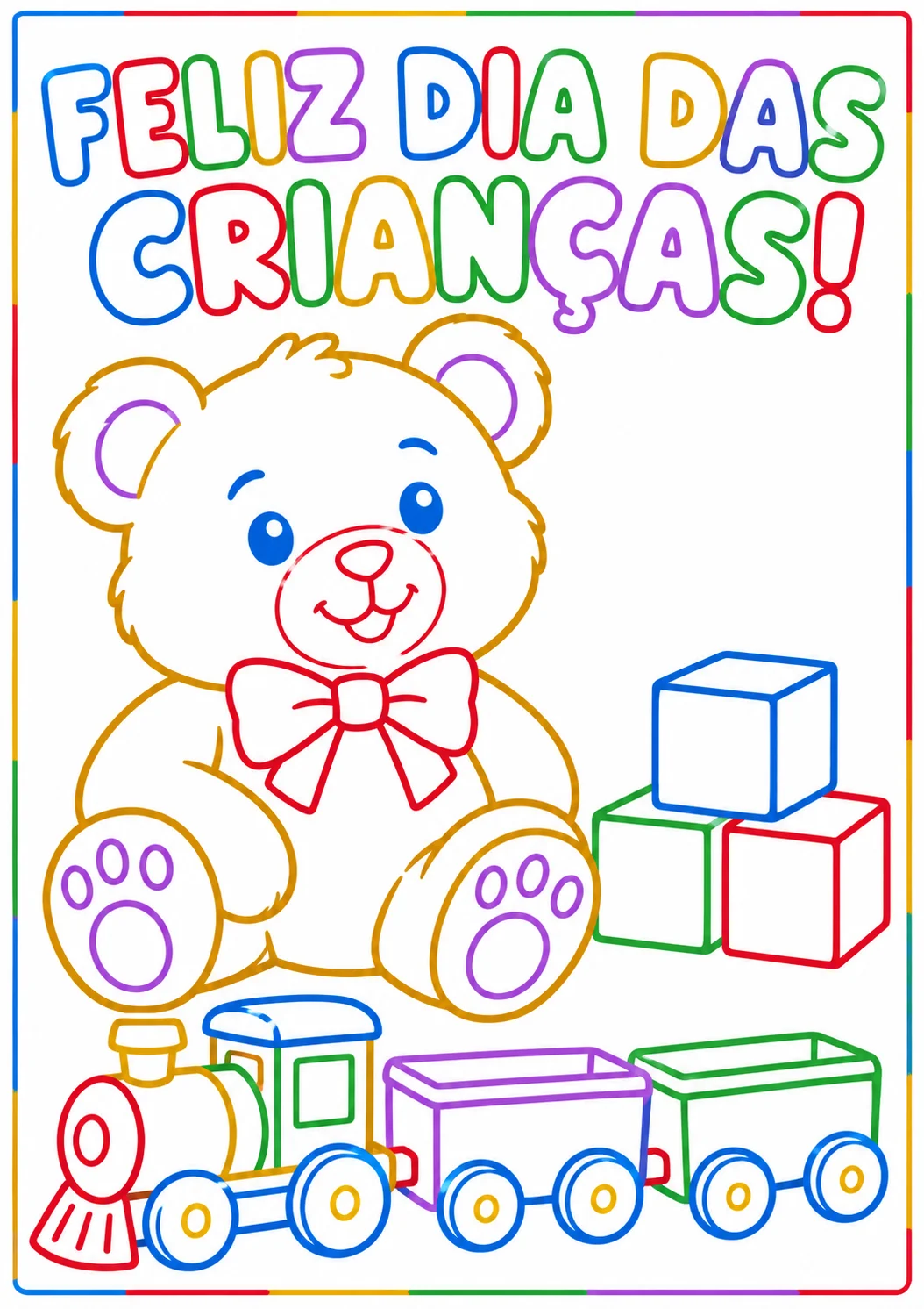 Kit Dia das Crianças para Colorir – Painel 36 Folhas A4 + 5 Desenhos. — amostra 2: Celebre o Dia das Crianças com pintura e…