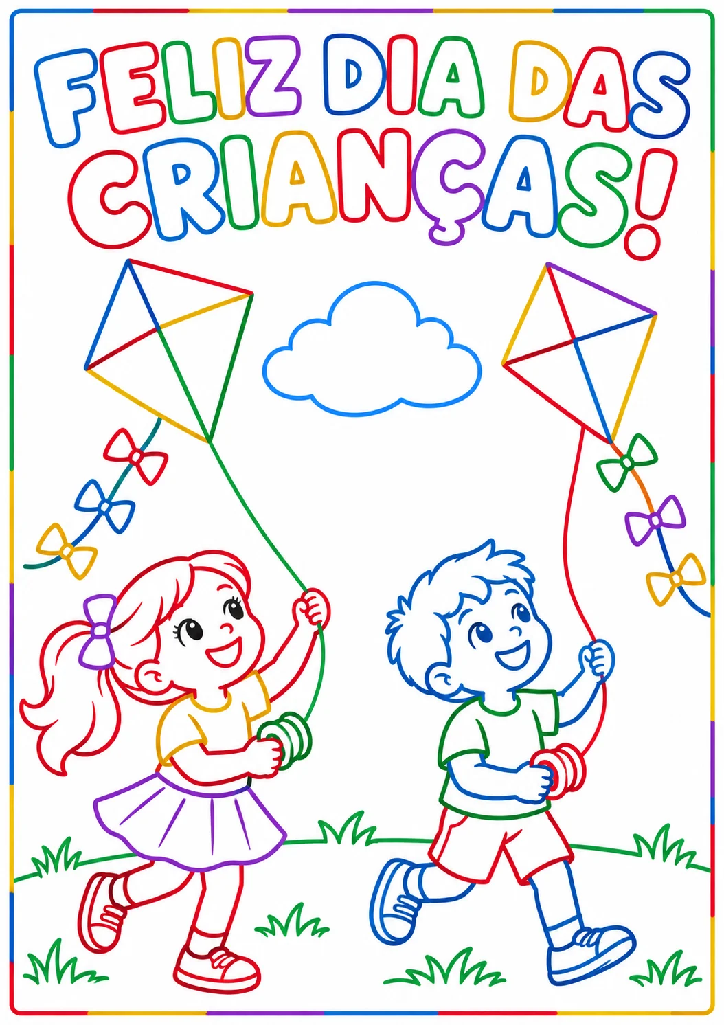 Kit Dia das Crianças para Colorir – Painel 36 Folhas A4 + 5 Desenhos. — amostra 3: Celebre o Dia das Crianças com pintura e…