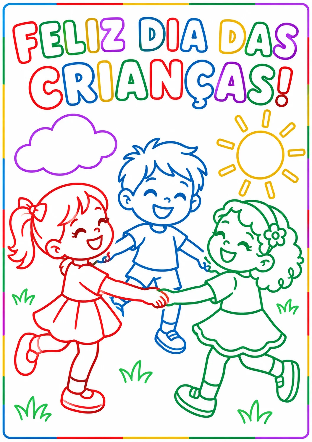 Kit Dia das Crianças para Colorir – Painel 36 Folhas A4 + 5 Desenhos. — amostra 5: Celebre o Dia das Crianças com pintura e…