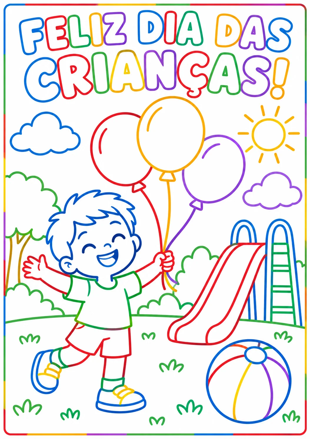Kit Dia das Crianças para Colorir – Painel 36 Folhas A4 + 5 Desenhos. — amostra 6: Celebre o Dia das Crianças com pintura e…