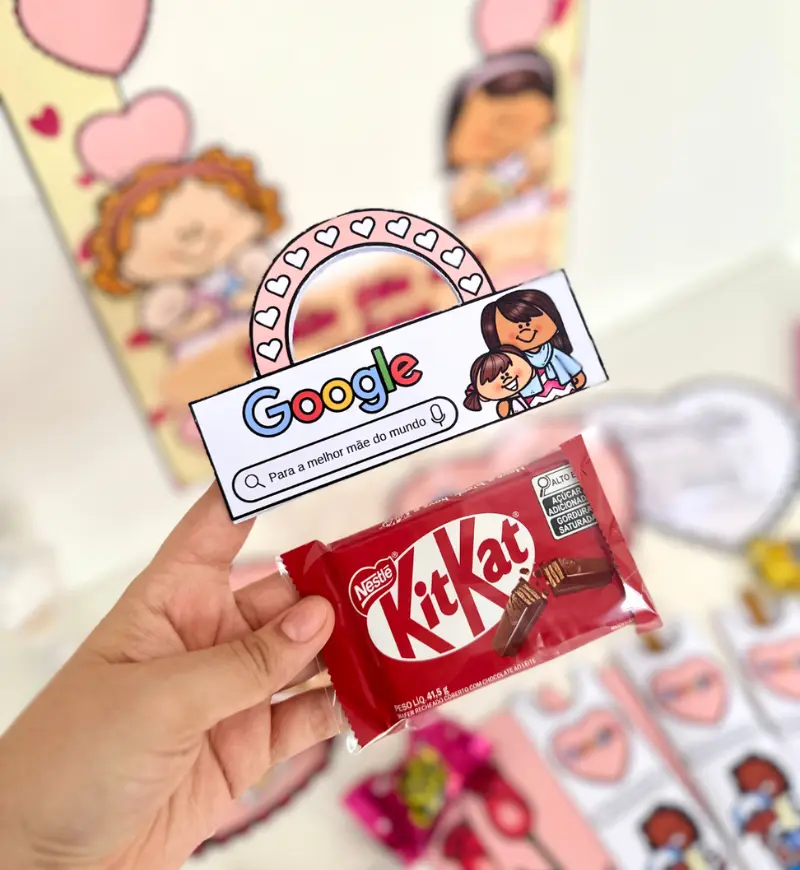 Kit Dia das Mães com Tema Google em PDF para Imprimir — amostra 1: Kit Dia das Mães com tema Google para a escola