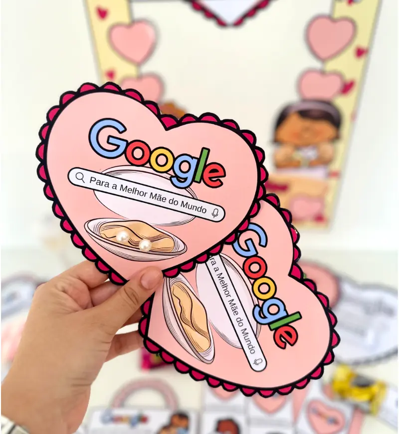Kit Dia das Mães com Tema Google em PDF para Imprimir — amostra 2: O que está incluído no PDF