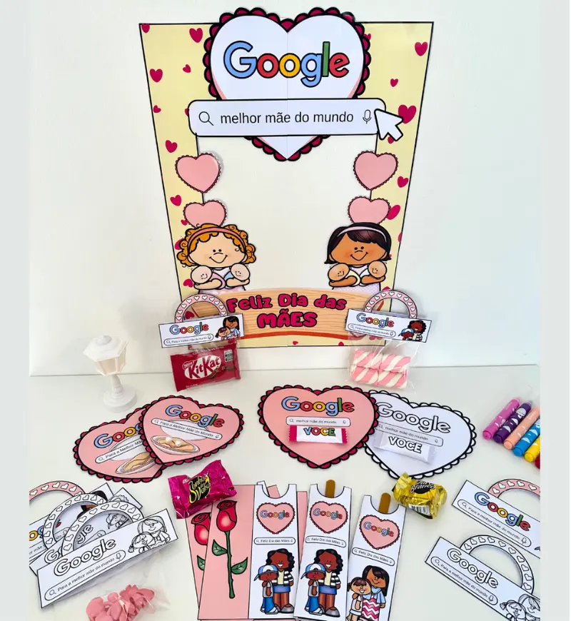 Kit Dia das Mães com Tema Google em PDF para Imprimir — amostra 3: Como usar o material em sala de aula