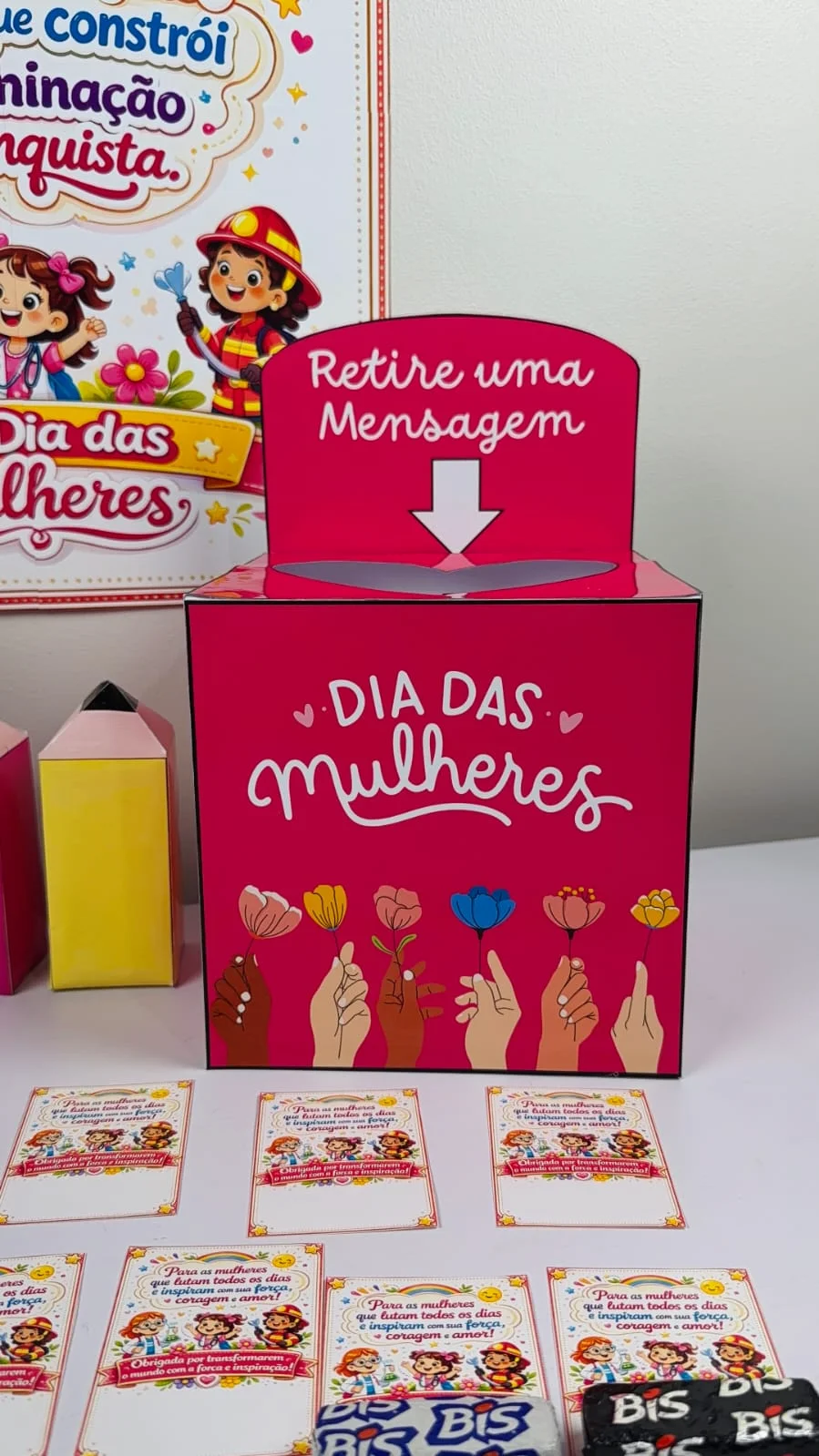 Kit Dia das Mulheres — amostra 2: ✨ KIT DIA DAS MULHERES – PAINEL + CAIXA INTERATIVA + MENSAGENS Encante, emocione e…