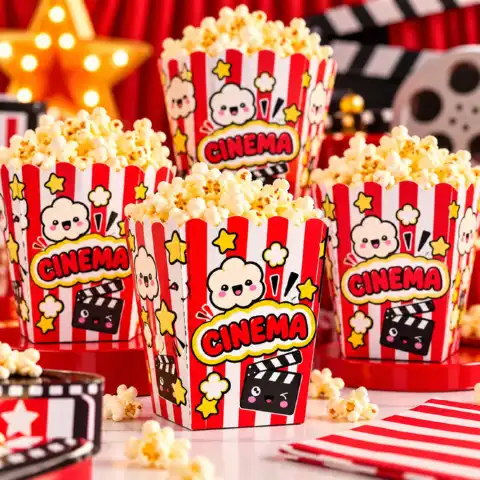 Kit Dia de Cinema Infantil | Painel, Pipoca e Pulseiras — amostra 3: Kit para transformar o Dia do Cinema em um momento…