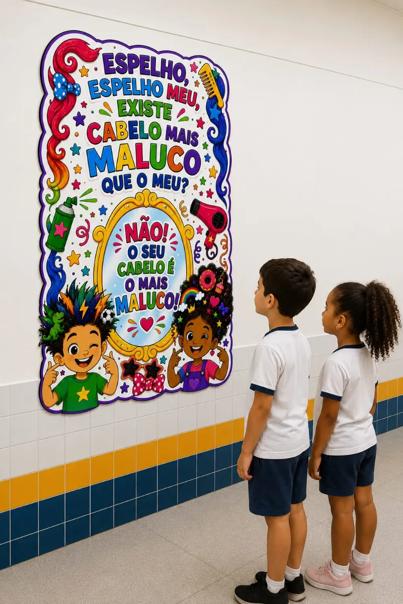 Kit Dia do Cabelo Maluco para Imprimir na Escola — amostra 1: Kit Dia do Cabelo Maluco para imprimir com convite e painéis…