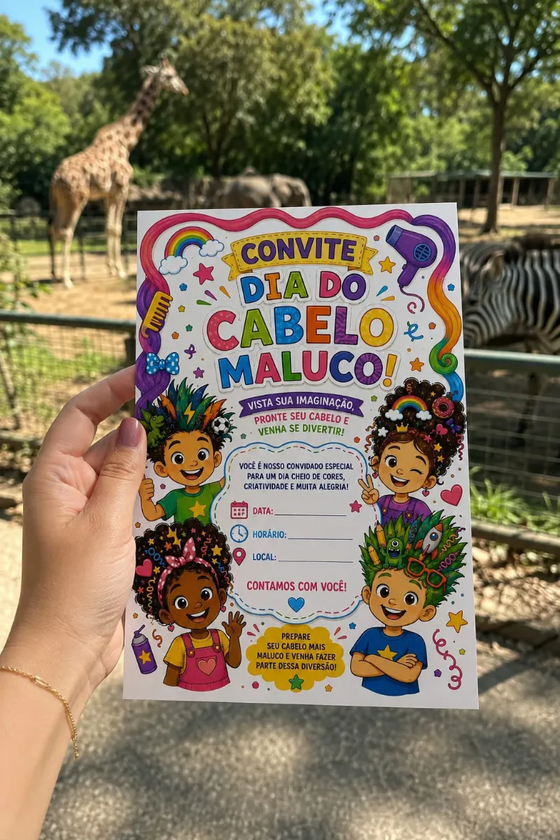 Kit Dia do Cabelo Maluco para Imprimir na Escola — amostra 3: Kit Dia do Cabelo Maluco para imprimir com convite e painéis…