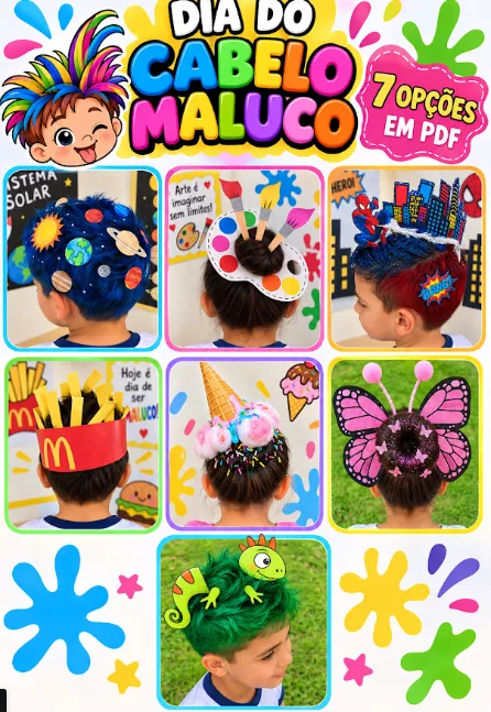 Kit Dia do Cabelo Maluco — amostra 2: Prepare uma experiência super divertida para seus alunos com um material cheio de…
