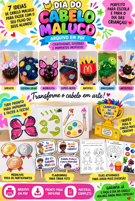 Kit Dia do Cabelo Maluco — Atividades para 2º ano: Prepare uma experiência super divertida para seus alunos com um material…