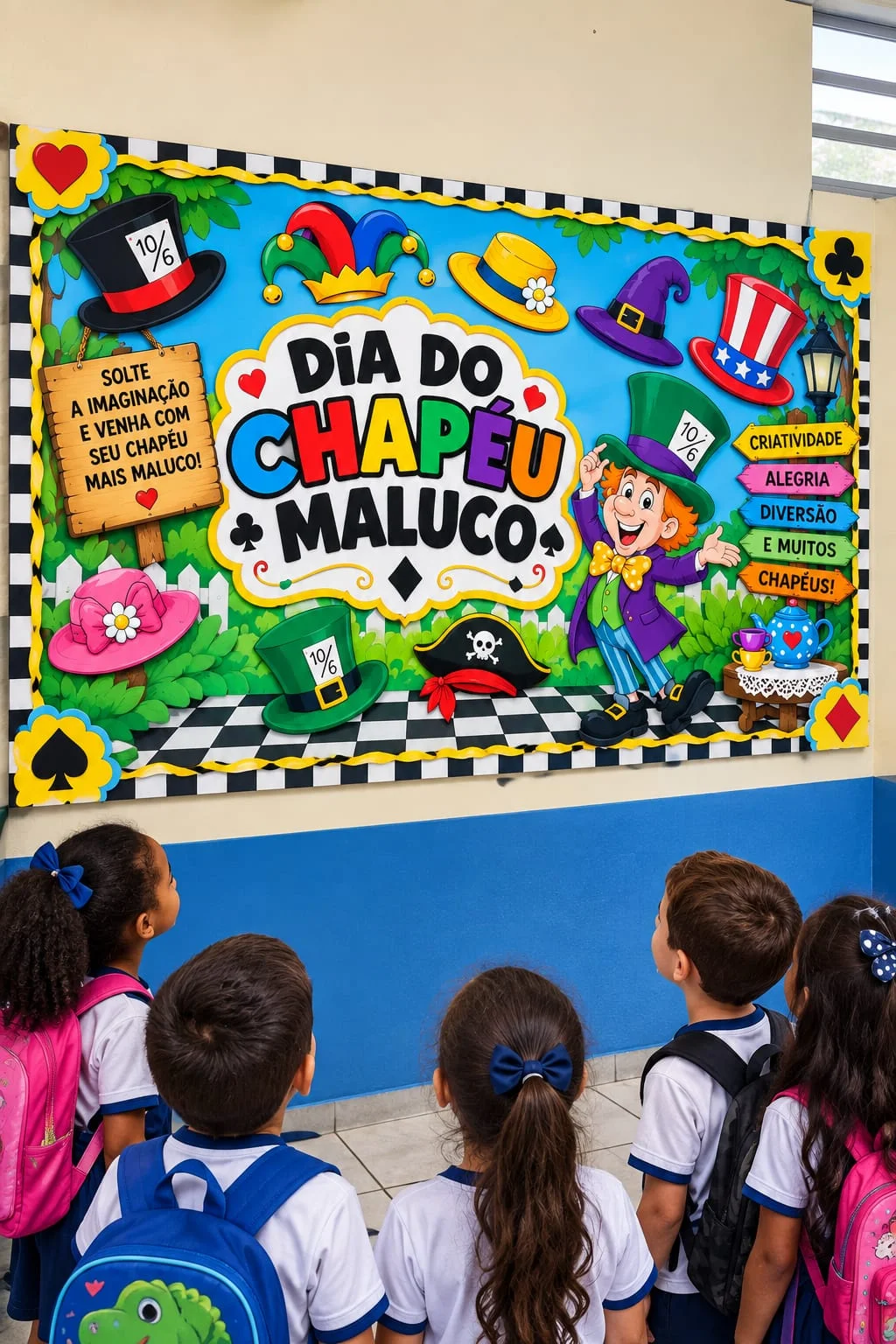 Kit Dia do Chapéu Maluco – Painel e Atividades — amostra 5: Kit Dia do Chapéu Maluco com painel, atividade criativa e…