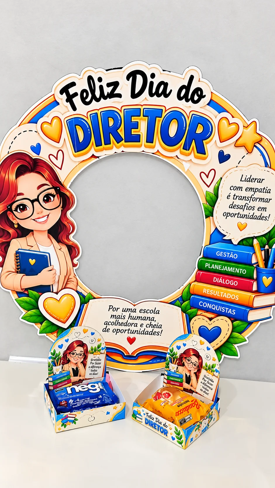 Kit Dia do Diretor Escolar – Moldura para Fotos + Lembrancinhas PDF — amostra 5: 💡 SUGESTÕES DE UTILIZAÇÃO