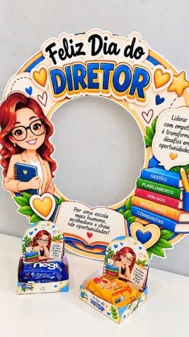 Kit Dia do Diretor – Moldura e Lembrancinha para Imprimir — amostra 3: Kit digital para homenagear o diretor escolar com…