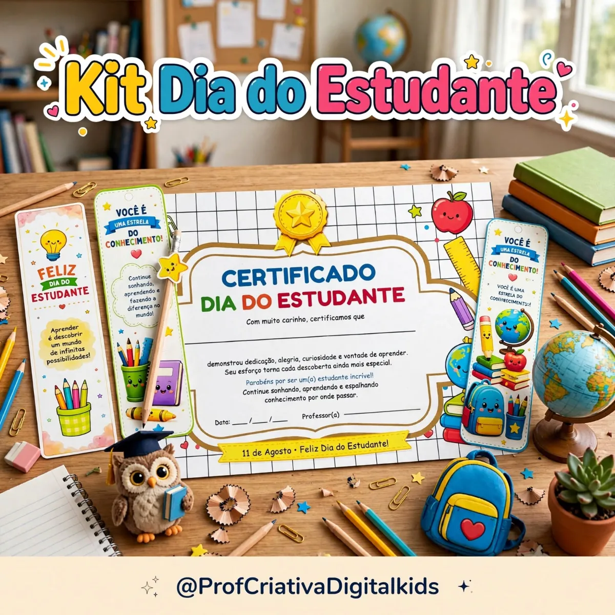 Kit Dia do Estudante - Certificado, Marcadores de Página — Outros para 1º ano: Um kit preparado para tornar o Dia do…