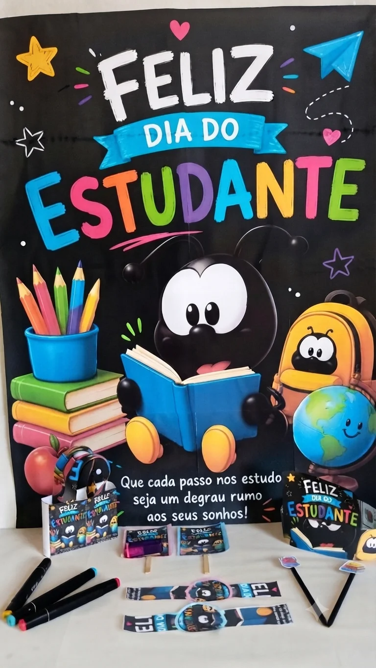 Kit Dia do Estudante Smilinguido em PDF | Painel, Lembrancinhas e Decoração Escolar — amostra 1: Um kit completo e…