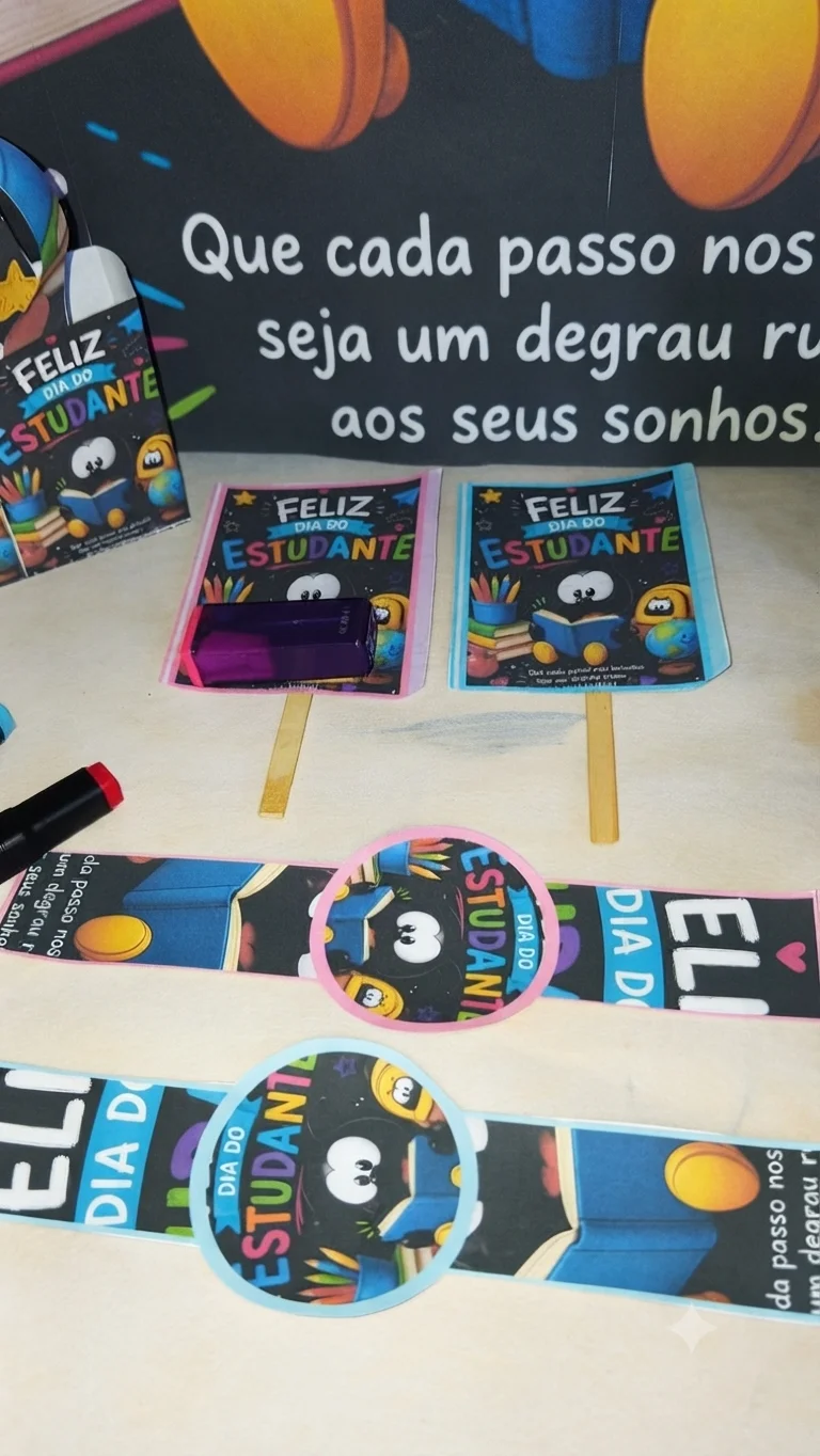 Kit Dia do Estudante Smilinguido em PDF | Painel, Lembrancinhas e Decoração Escolar — amostra 5: Um kit completo e…