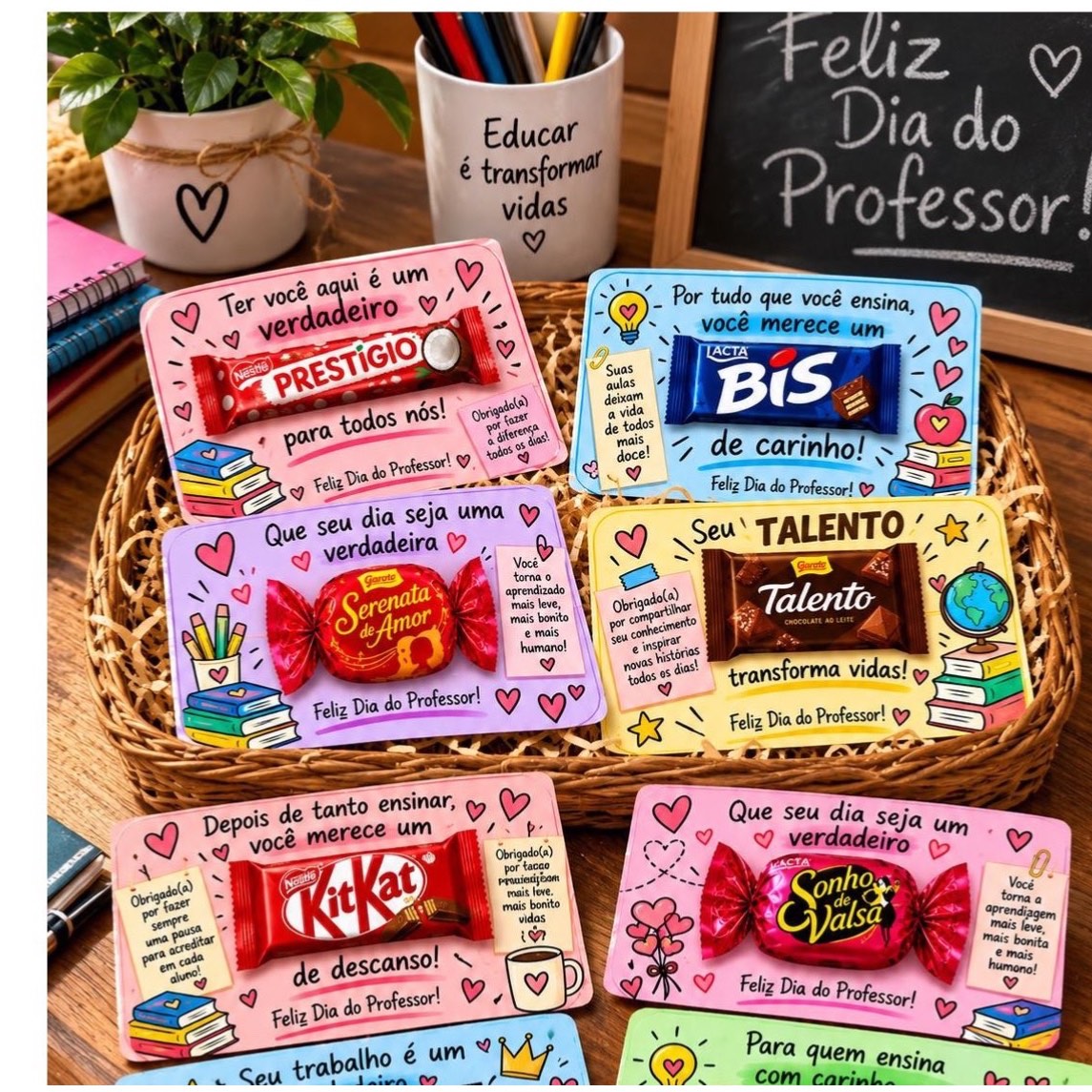 Kit Dia do Professor: Cartões com Bombons para Imprimir — capa do material
