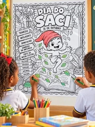 Kit Dia do Saci: Painel Colorido, para Colorir e Cartão — amostra 4: ❤️ UMA MANEIRA ESPECIAL DE CELEBRAR O DIA DO SACI!