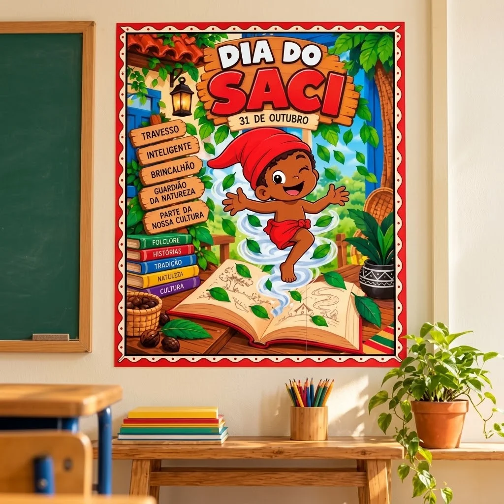 Kit Dia do Saci: Painel Colorido, para Colorir e Cartão — amostra 5: 📌 INFORMAÇÕES IMPORTANTES