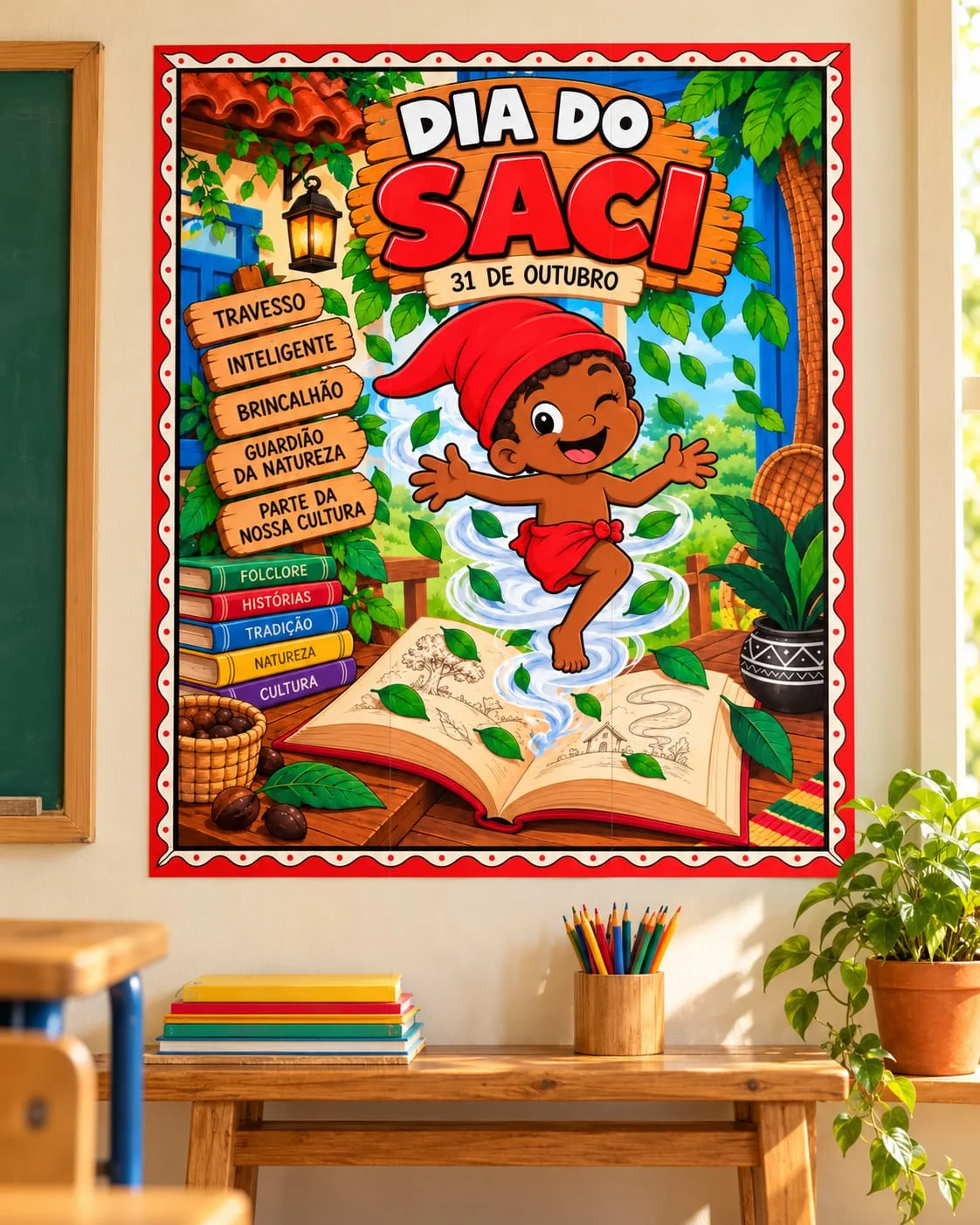 Kit Dia do Saci – Painel Colorido, Para Colorir + Lembrancinha PDF — Datas comemorativas para Educação Infantil: Kit Dia do…