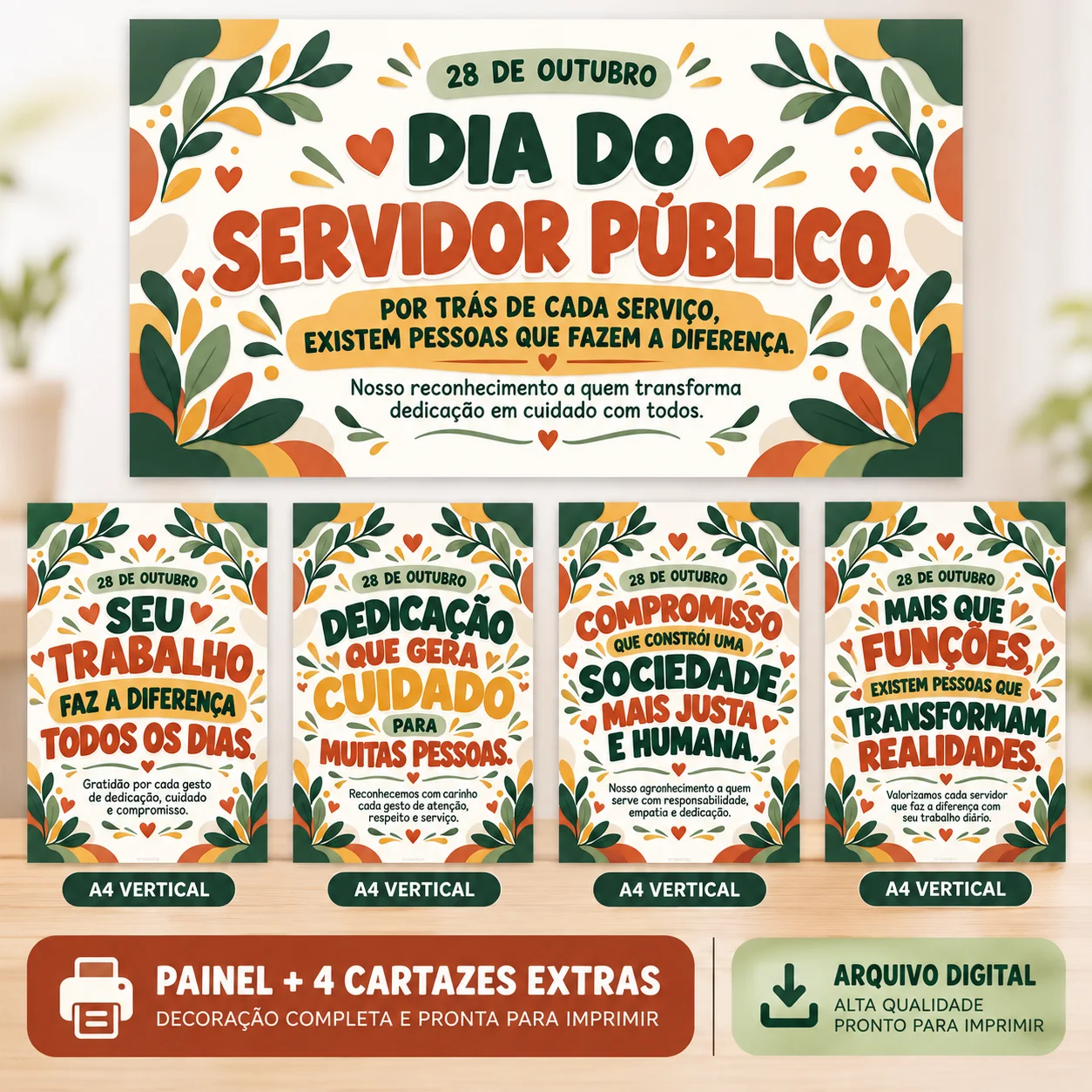 Kit Dia do Servidor Público – Painel e Cartazes — amostra 1: Este kit foi desenvolvido para escolas, prefeituras,…