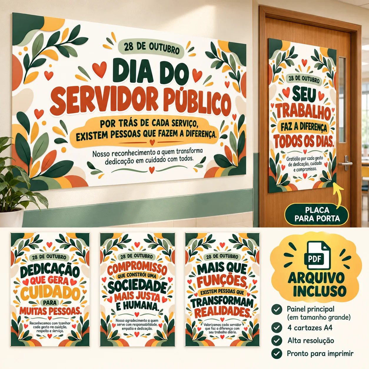 Kit Dia do Servidor Público – Painel e Cartazes — amostra 2: Valorize quem faz a diferença todos os dias com um material…