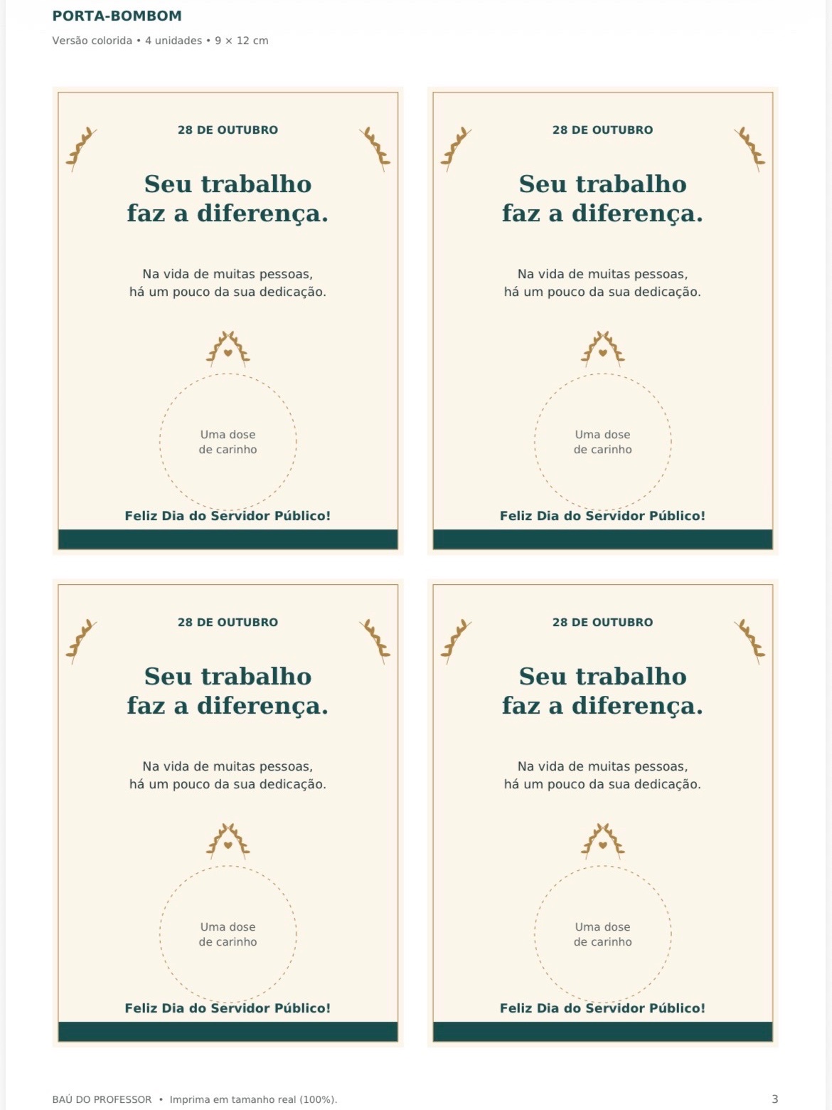 Kit Dia do Servidor Público: Porta-Bombom, Marcador e Tag em PDF — amostra 2: Celebre o Dia do Servidor Público com…