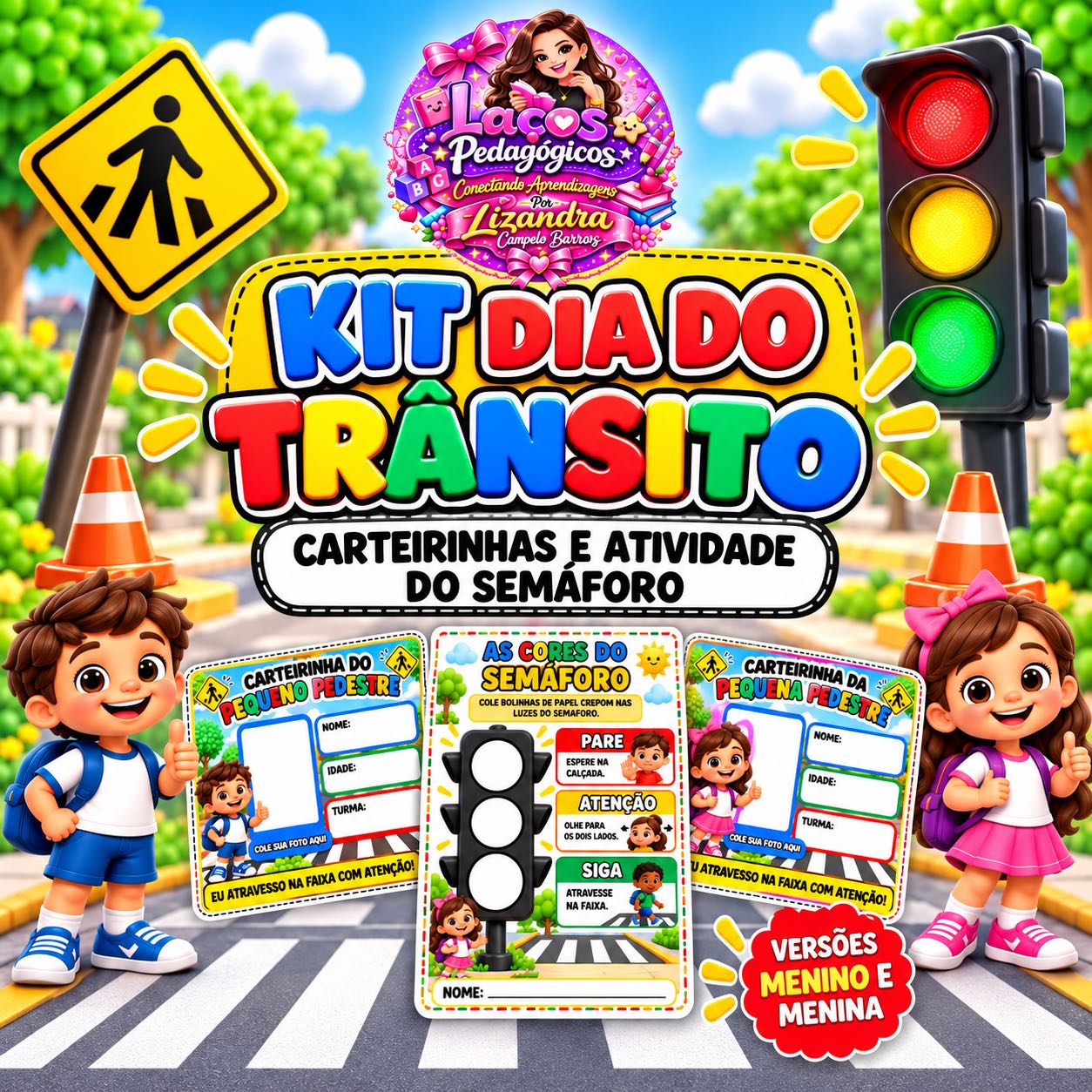 Kit Dia do Trânsito : Carteirinhas + Atividade do Semáforo — Datas comemorativas para Todas as séries: Kit digital para…