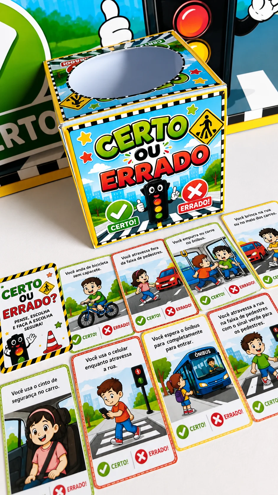 KIT DIA DO TRÂNSITO: CERTO OU ERRADO? — amostra 1: 📦 O kit inclui