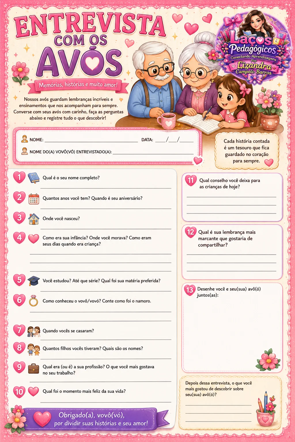 Kit Dia dos Avós: Cartões, Porta-Retrato e Atividades — amostra 2: Celebre o Dia dos Avós com amor, aprendizado e lindas…