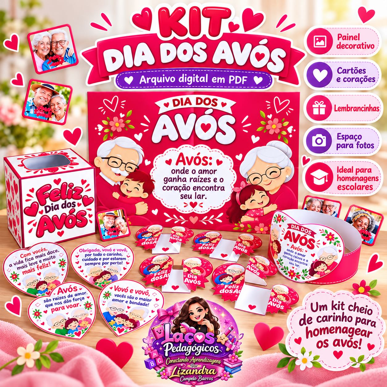 Kit Dia dos Avós – Painel, Caixinha,Cartões,Lembrancinhas e Atividades — Datas comemorativas para Educação Infantil: O…