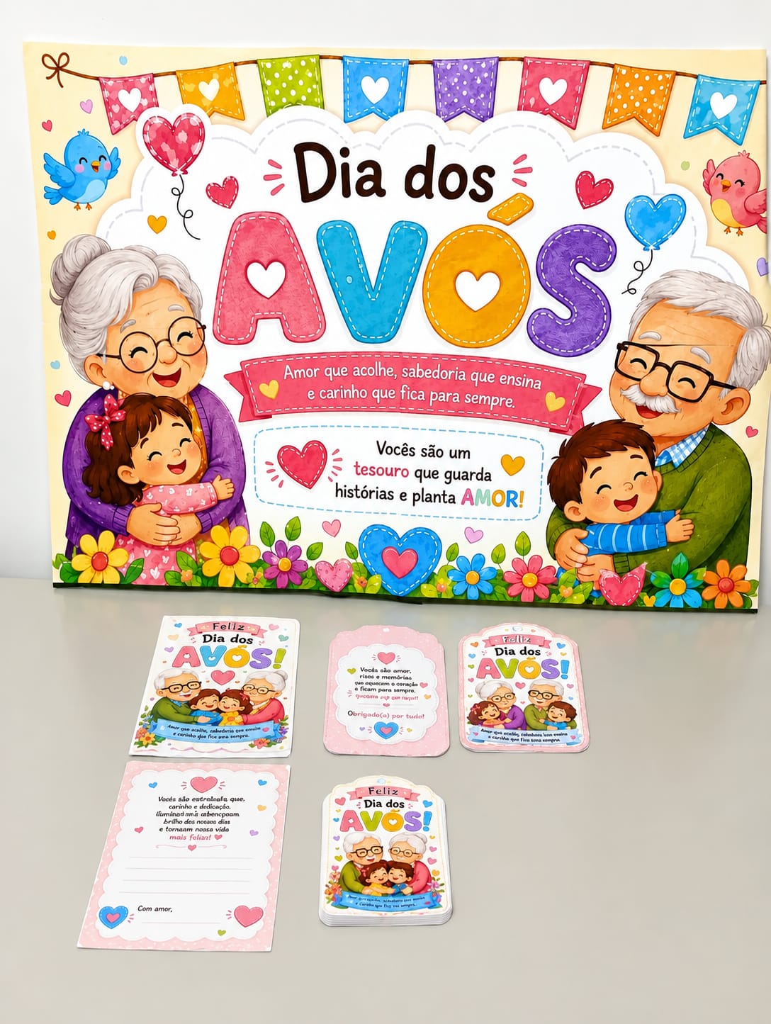 Kit dia dos avós \ painel decorativo – PDF para Imprimir — amostra 1: O que vem no material