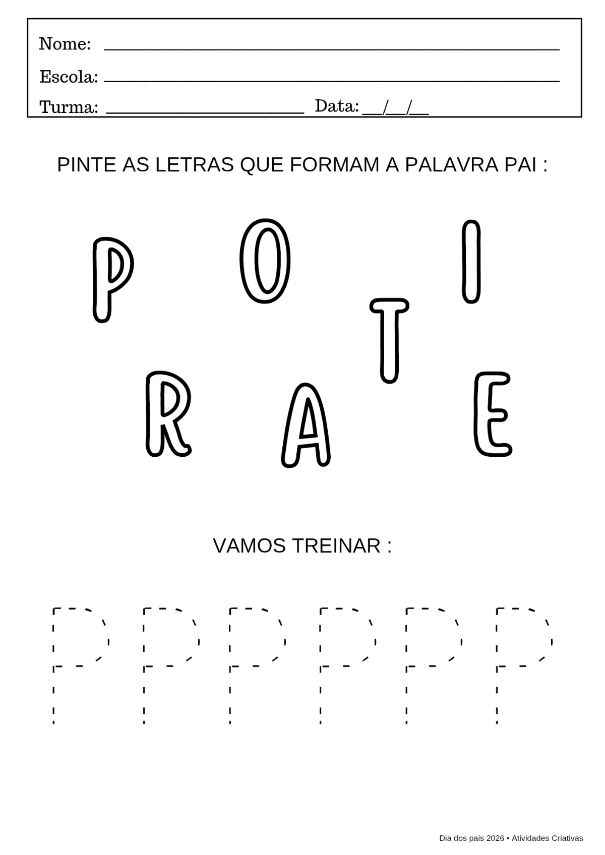 KIT💙 DIA DOS PAIS – 11 Atividades Educativas 💙 — amostra 6: Um material pensado com muito carinho para tornar o Dia dos…